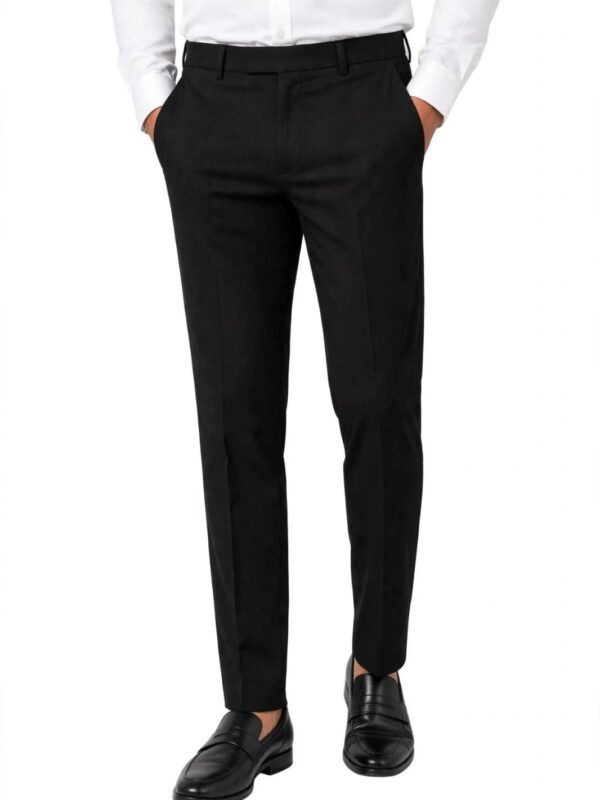 Rovyx Classic Black Slim Fit Formal Pant - front view
