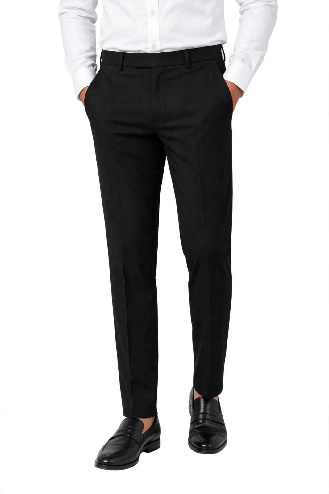 Rovyx Classic Black Slim Fit Formal Pant front Rovyx Classic Black Slim Fit Formal Pant - front view