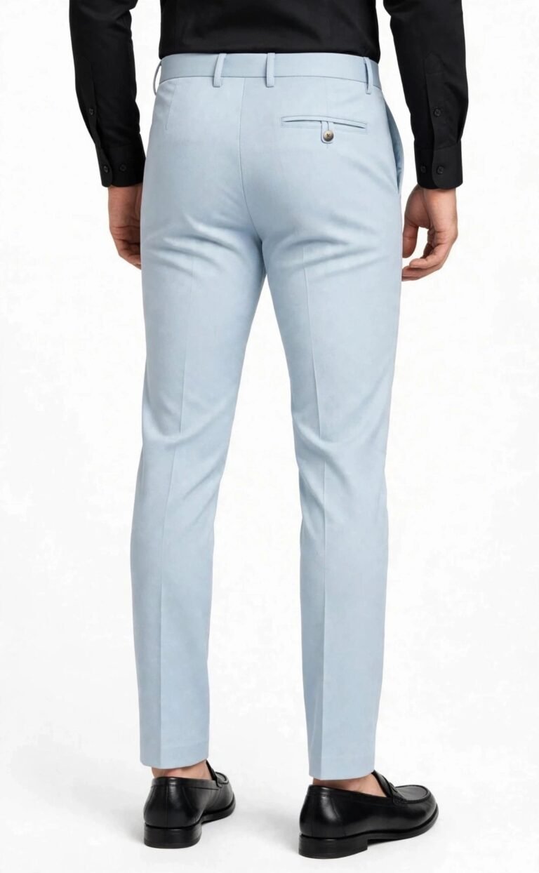 Linen Trousers for Men | 5 Colours at ₹699 Rovyx Sky Blue Formal - back view