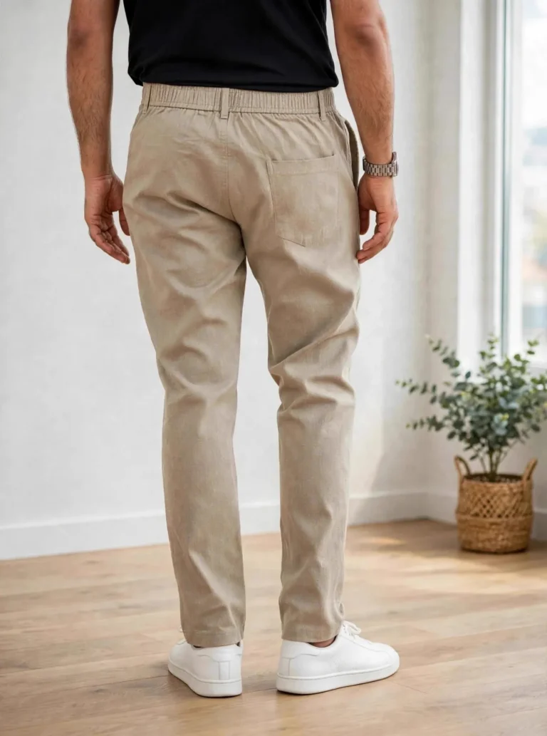 Linen Trousers for Men | 5 Colours at ₹699 Rovyx Classic Beige - back pocket