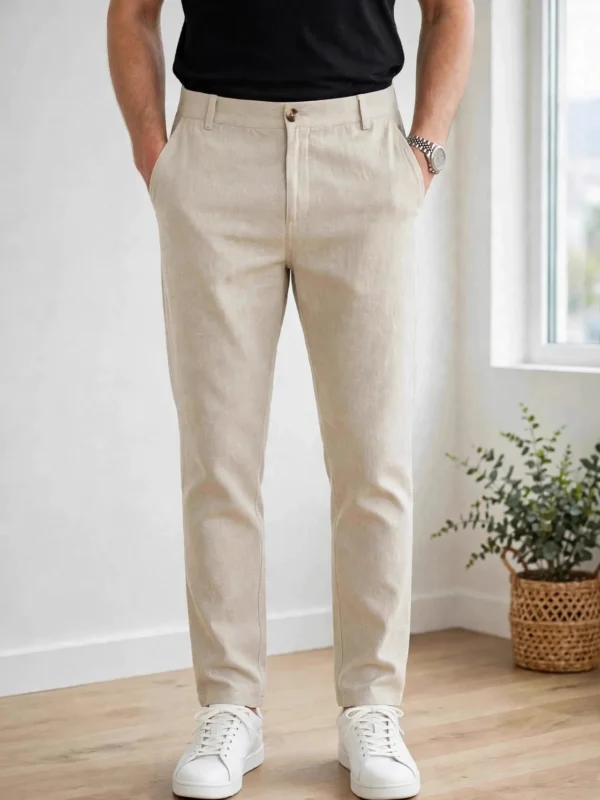 rovyx linen trouser cream front