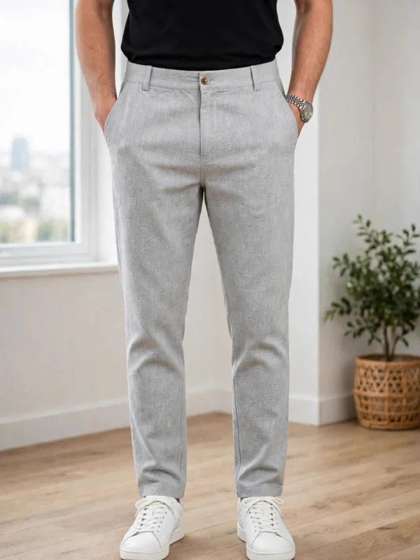rovyx linen trouser grey front