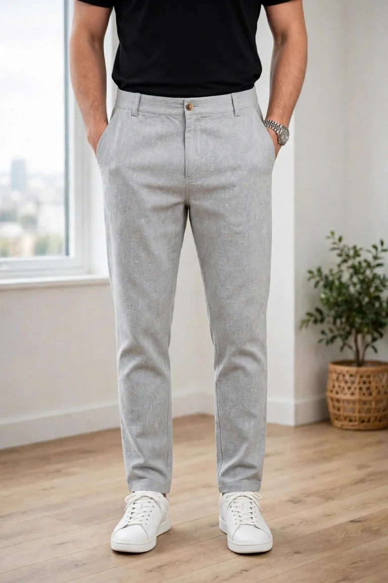 Rovyx Urban Grey Linen Trouser front view