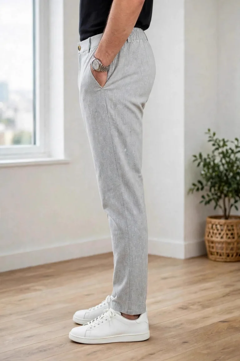 Linen Trousers for Men | 5 Colours at ₹699 Rovyx Urban Grey - side profile