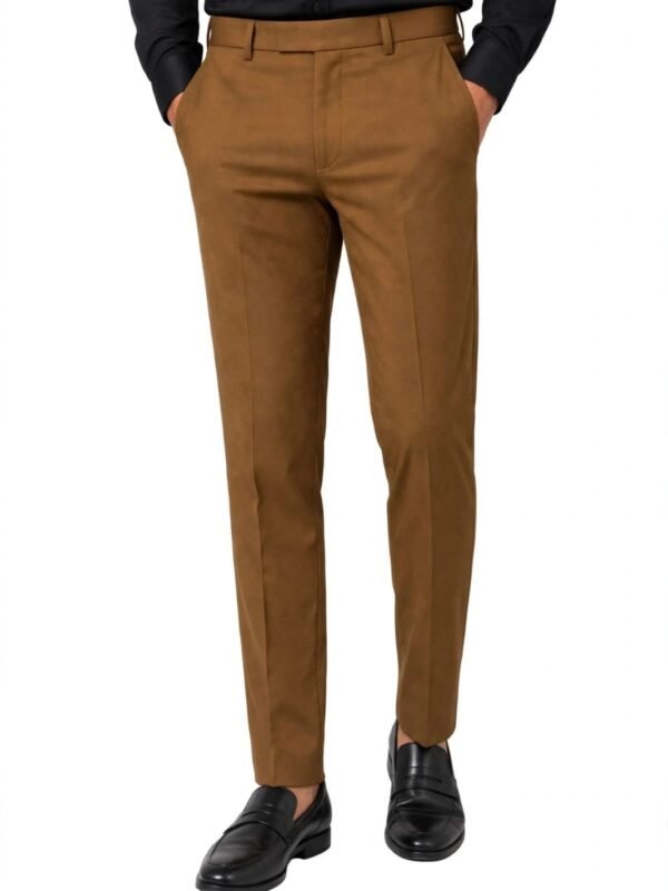 Rovyx Camel Slim Fit Formal Pant - front view