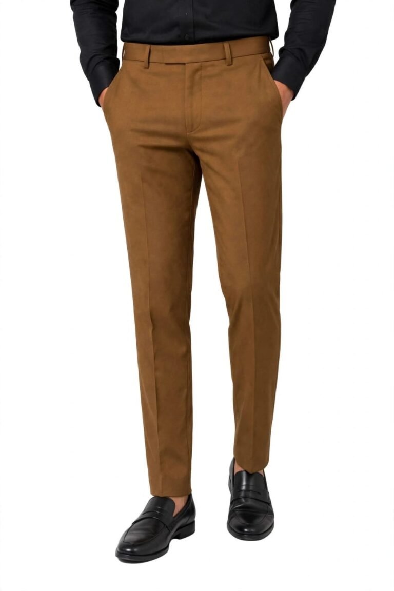 Rovyx Camel Slim Fit Formal Pant front view