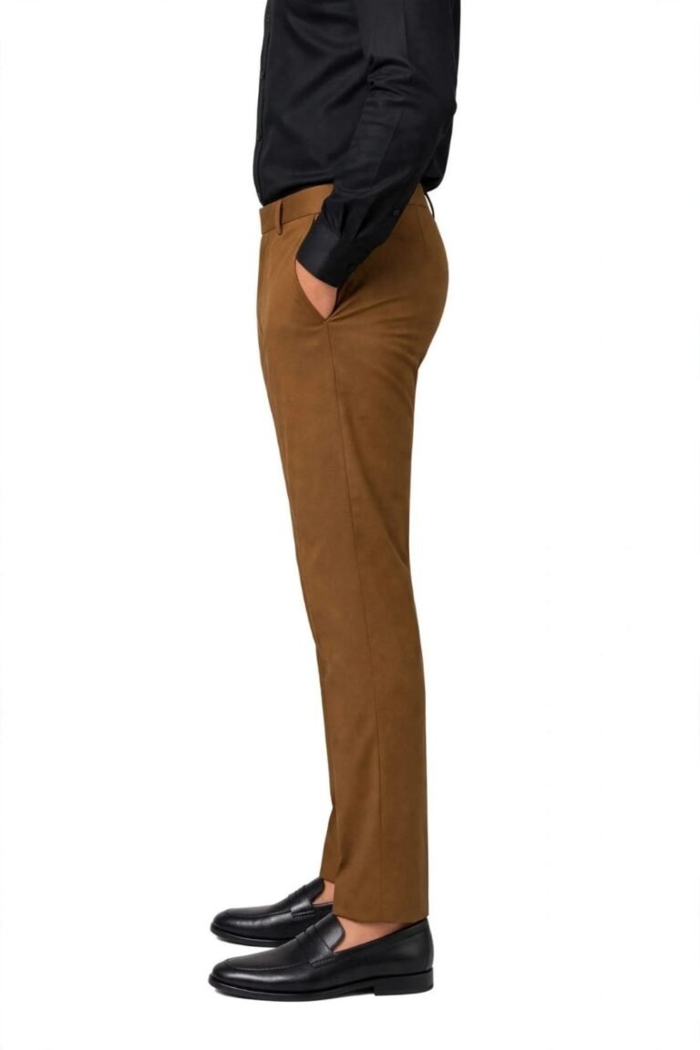 Linen Trousers for Men | 5 Colours at ₹699 Rovyx Camel Formal - side profile